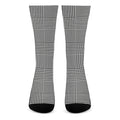 Black And White Glen Plaid Print Crew Socks
