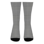 Black And White Glen Plaid Print Crew Socks