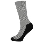 Black And White Glen Plaid Print Crew Socks