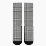 Black And White Glen Plaid Print Crew Socks