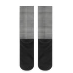 Black And White Glen Plaid Print Crew Socks