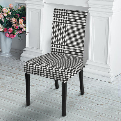 Black And White Glen Plaid Print Dining Chair Slipcover