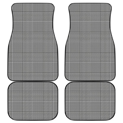 Black And White Glen Plaid Print Front and Back Car Floor Mats