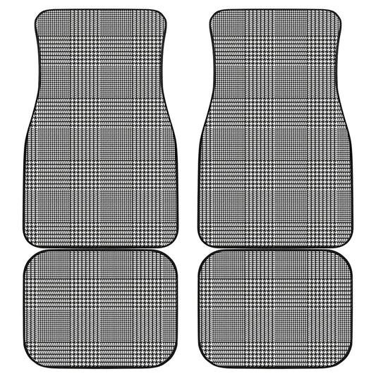 Black And White Glen Plaid Print Front and Back Car Floor Mats