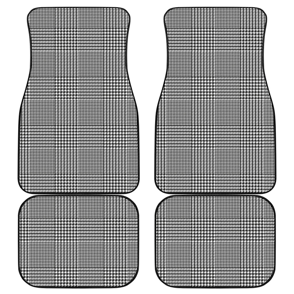 Black And White Glen Plaid Print Front and Back Car Floor Mats
