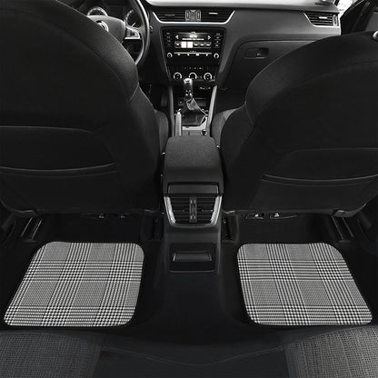 Black And White Glen Plaid Print Front and Back Car Floor Mats