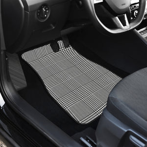 Black And White Glen Plaid Print Front and Back Car Floor Mats
