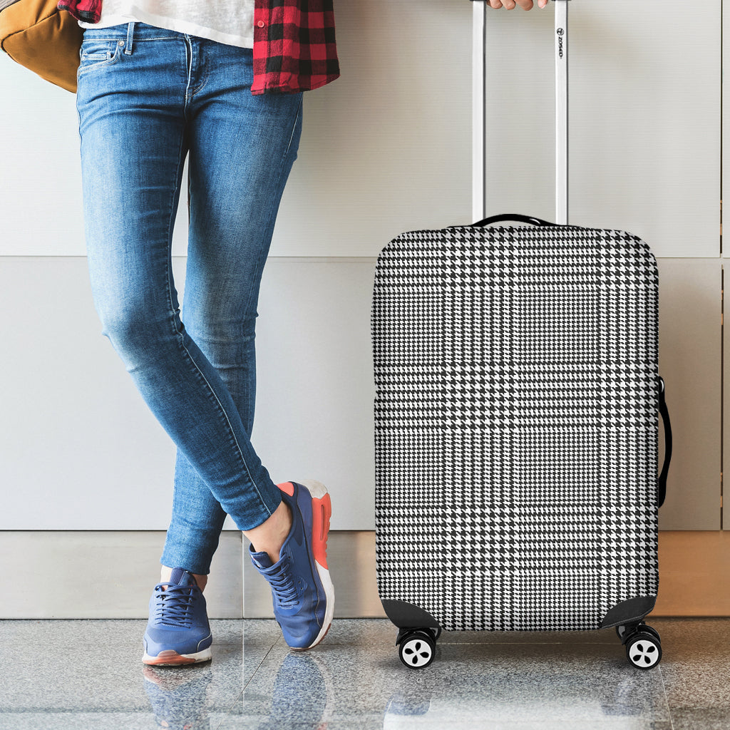 Black And White Glen Plaid Print Luggage Cover
