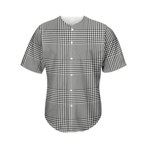 Black And White Glen Plaid Print Men's Baseball Jersey