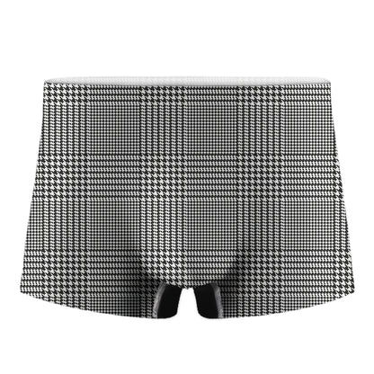 Black And White Glen Plaid Print Men's Boxer Briefs