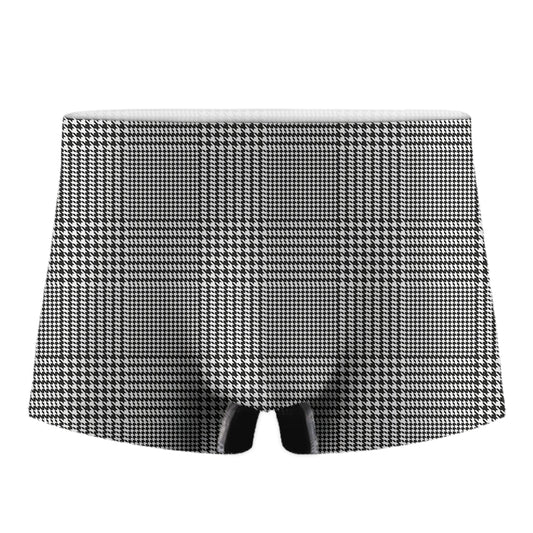 Black And White Glen Plaid Print Men's Boxer Briefs