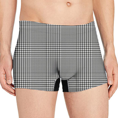 Black And White Glen Plaid Print Men's Boxer Briefs
