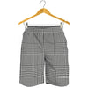 Black And White Glen Plaid Print Men's Shorts