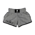 Black And White Glen Plaid Print Muay Thai Boxing Shorts