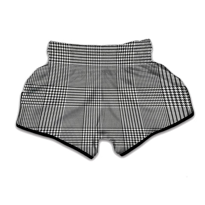 Black And White Glen Plaid Print Muay Thai Boxing Shorts