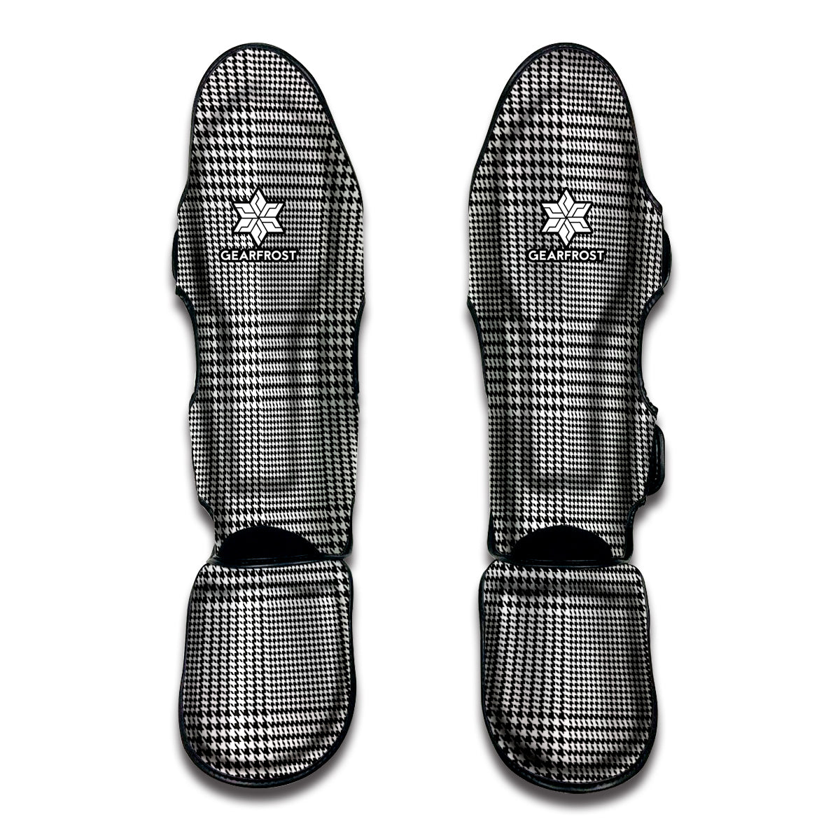 Black And White Glen Plaid Print Muay Thai Shin Guard