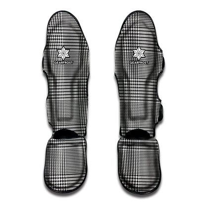 Black And White Glen Plaid Print Muay Thai Shin Guard