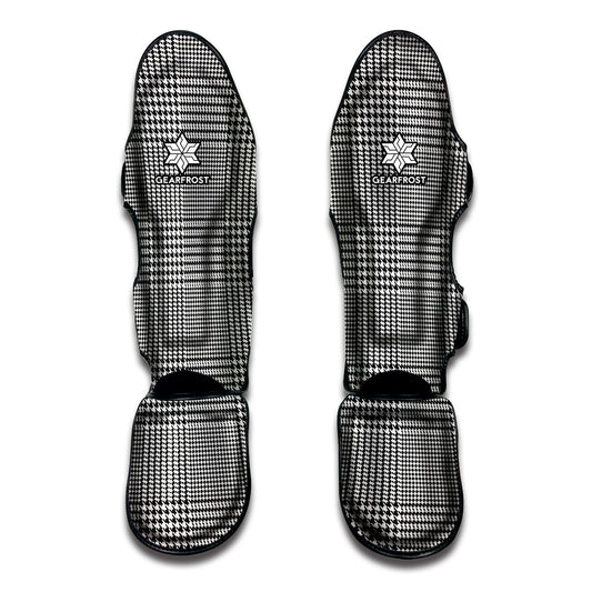 Black And White Glen Plaid Print Muay Thai Shin Guard