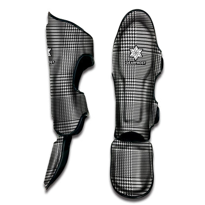 Black And White Glen Plaid Print Muay Thai Shin Guard