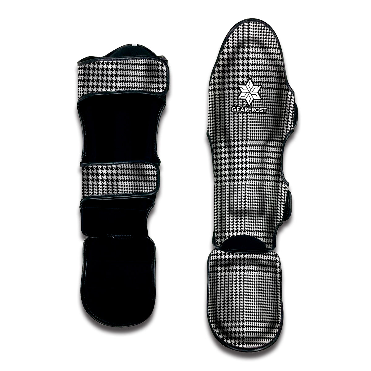 Black And White Glen Plaid Print Muay Thai Shin Guard