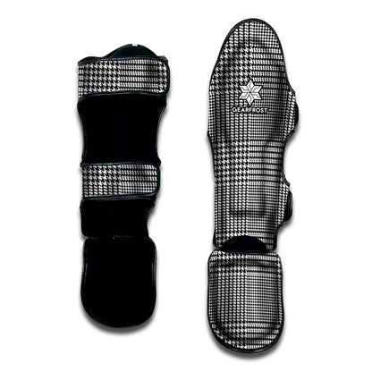 Black And White Glen Plaid Print Muay Thai Shin Guard
