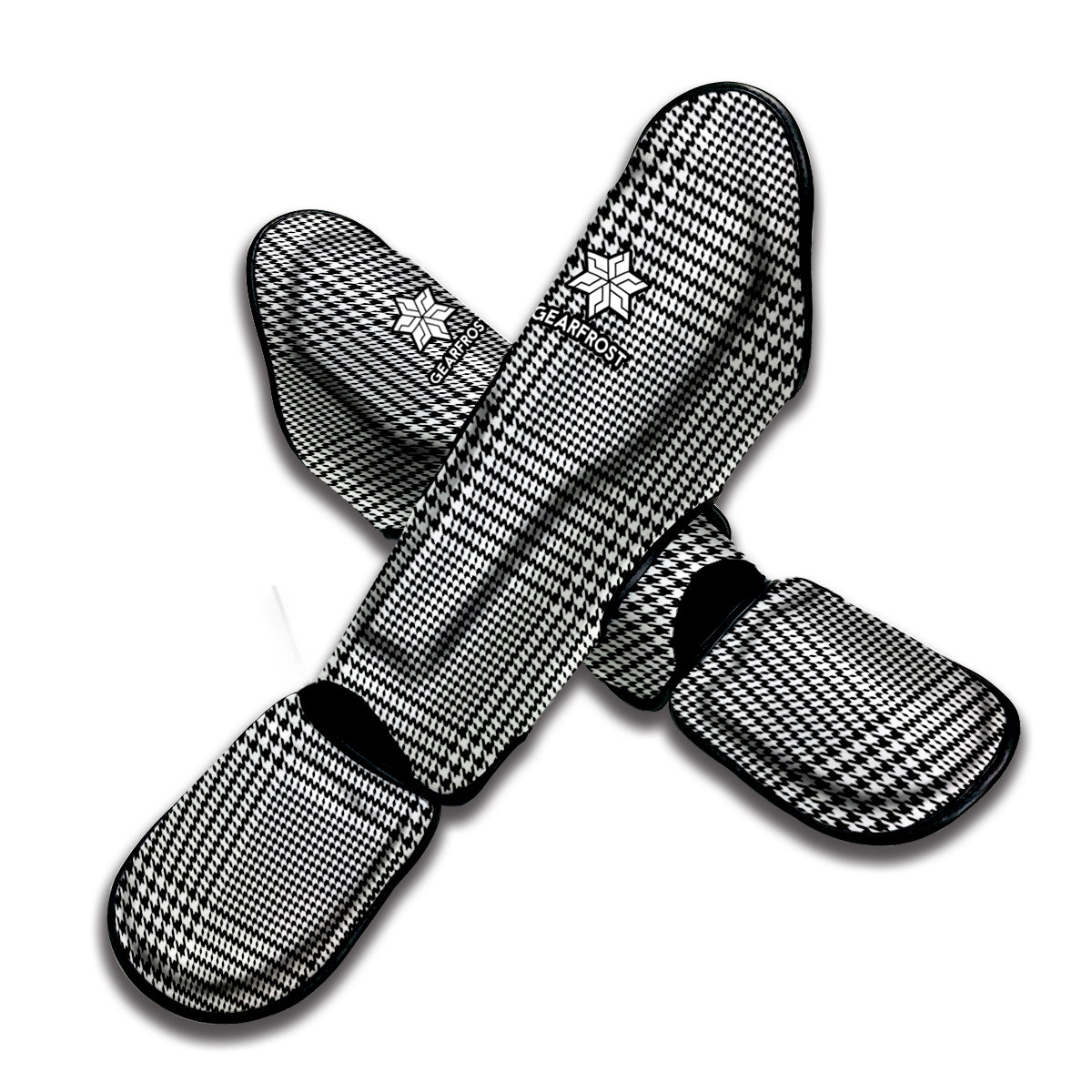 Black And White Glen Plaid Print Muay Thai Shin Guard