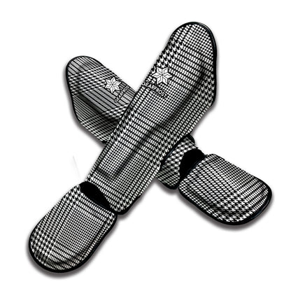 Black And White Glen Plaid Print Muay Thai Shin Guard