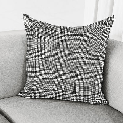 Black And White Glen Plaid Print Pillow Cover