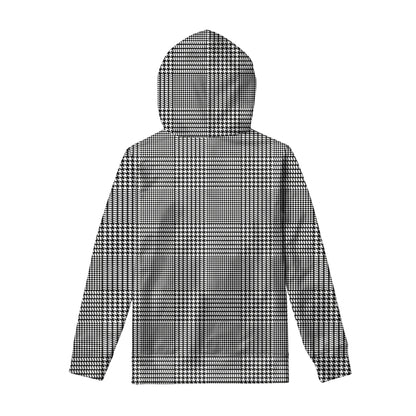 Black And White Glen Plaid Print Pullover Hoodie