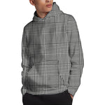 Black And White Glen Plaid Print Pullover Hoodie