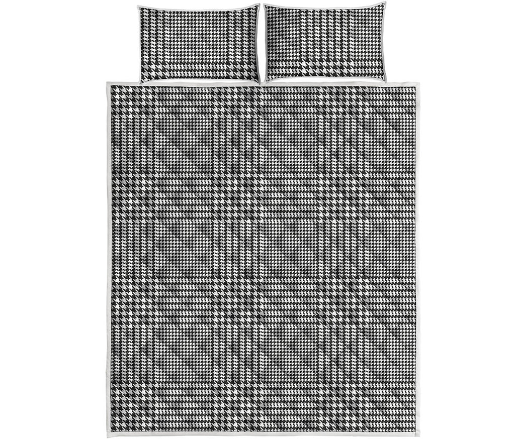 Black And White Glen Plaid Print Quilt Bed Set