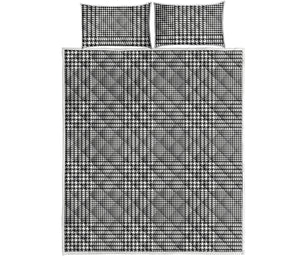 Black And White Glen Plaid Print Quilt Bed Set