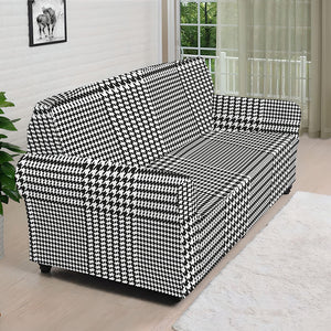 Black And White Glen Plaid Print Sofa Cover