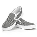 Black And White Glen Plaid Print White Slip On Sneakers