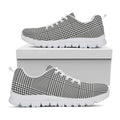 Black And White Glen Plaid Print White Running Shoes