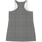 Black And White Glen Plaid Print Women's Racerback Tank Top