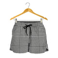 Black And White Glen Plaid Print Women's Shorts