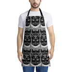 Black And White Gothic Wiccan Cat Print Apron