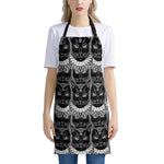 Black And White Gothic Wiccan Cat Print Apron