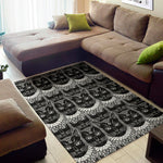 Black And White Gothic Wiccan Cat Print Area Rug