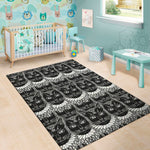 Black And White Gothic Wiccan Cat Print Area Rug