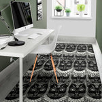 Black And White Gothic Wiccan Cat Print Area Rug