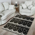 Black And White Gothic Wiccan Cat Print Area Rug