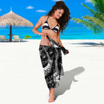 Black And White Gothic Wiccan Cat Print Beach Sarong Wrap