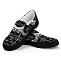 Black And White Gothic Wiccan Cat Print Black Slip On Sneakers
