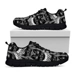 Black And White Gothic Wiccan Cat Print Black Sneakers