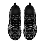 Black And White Gothic Wiccan Cat Print Black Sneakers