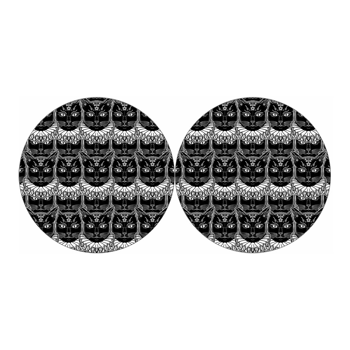 Black And White Gothic Wiccan Cat Print Car Coasters