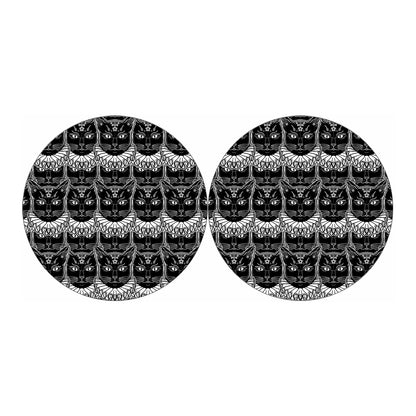 Black And White Gothic Wiccan Cat Print Car Coasters