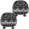 Black And White Gothic Wiccan Cat Print Car Headrest Covers